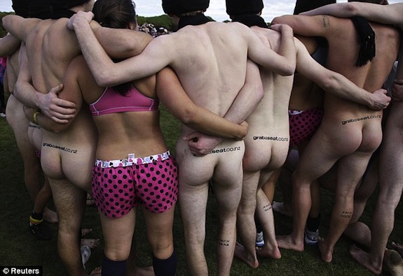 New Zealand's Naked Rugby Team vs Spain Women's Rugby Team Photos 