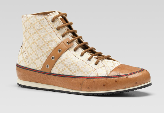 Gucci hi-top lace-up sneaker signature web