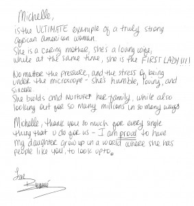 Beyonce Hand Written Letter Michelle Obama