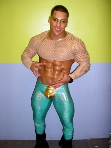Funny Photo Midget Body Builder Tights Gold Penis