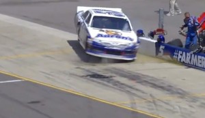 NASCAR Mark Martin Crashes Pit Row Pure Michigan 400