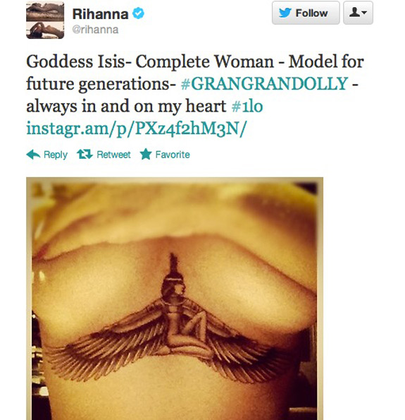 Rihanna Goddess Isis Tattoo