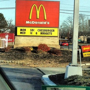 McDonald Funny Sign Cheeseburgers