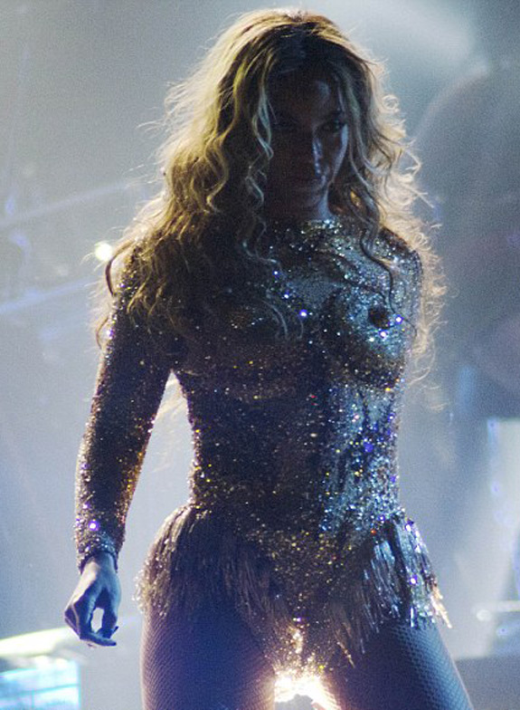 Beyonce Raunchy Sequined Bodysuit Fake Breast