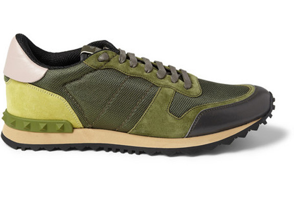 Valentino Green Suede Mesh Sneakers