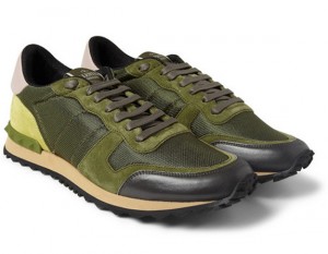 Valentino Green Suede Mesh Sneakers
