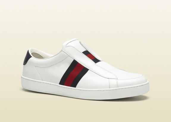 Gucci White Leather Slip On Sneaker 