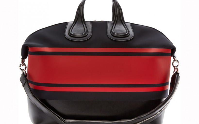 Givenchy Black Red Striped Neoprene Nightingale Tote