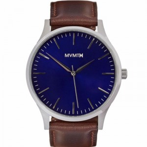 MVMT The 40 Blue Brown Leather Watch