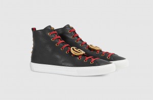 Light Leather High Top Sneaker With GG 2